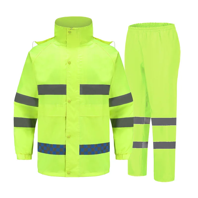 

Motorcycle Trailer Split Raincoat Rain Pants Fluorescent Yellow Split Raincoat Duty Waterproof Reflective Raincoat Set