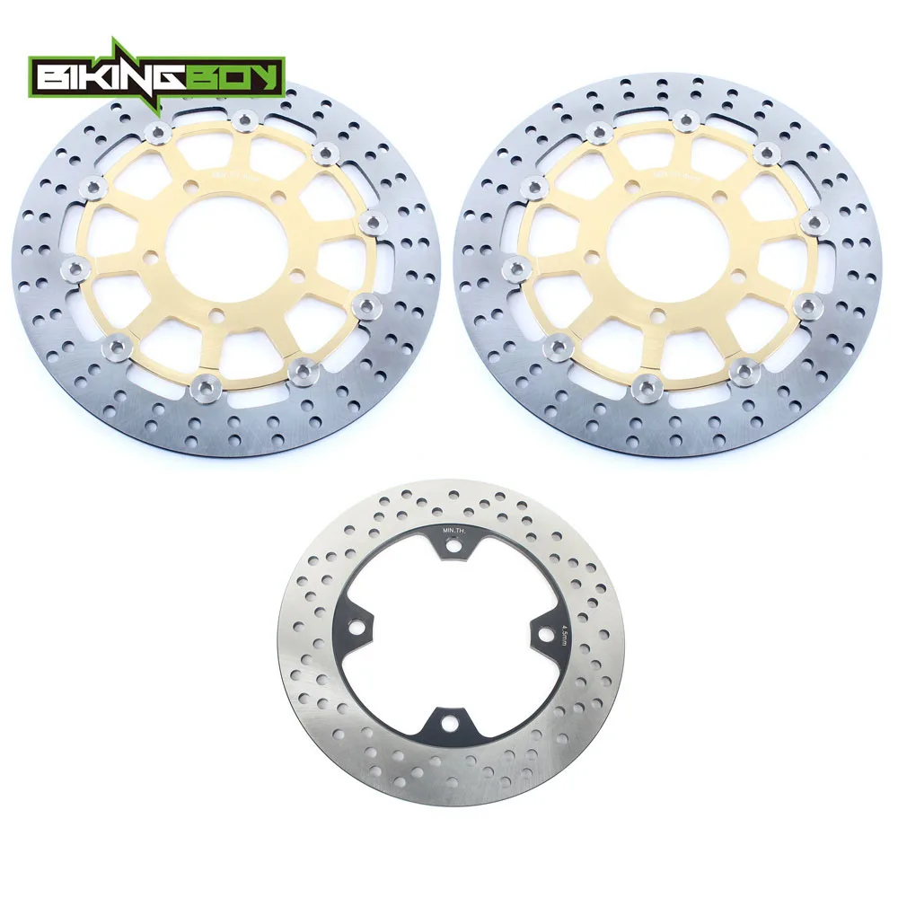 Round Gold BIKINGBOY для KAWASAKI ZX6RR Ninja 03 04 ZX6R ZX-6R Ninja ZX636B 2003 2004 волнистые/круглые передние задние тормозные диски роторы - Цвет: Round Gold
