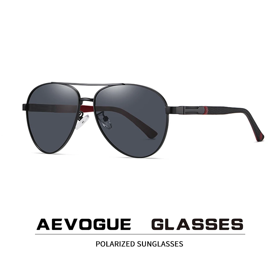 

AEVOGUE Polarized Sunglasses Glass Men Double Beam Large Frame UV400 AE1018