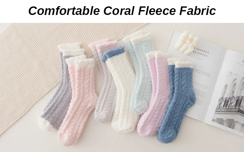 5 Pairs Women Thick Winter Warm Socks Fluffy Fuzzy Floor Sleep Kawaii Socks Colorful Cute Thermal White Soft Velvet Nylon Socks comfort women socks