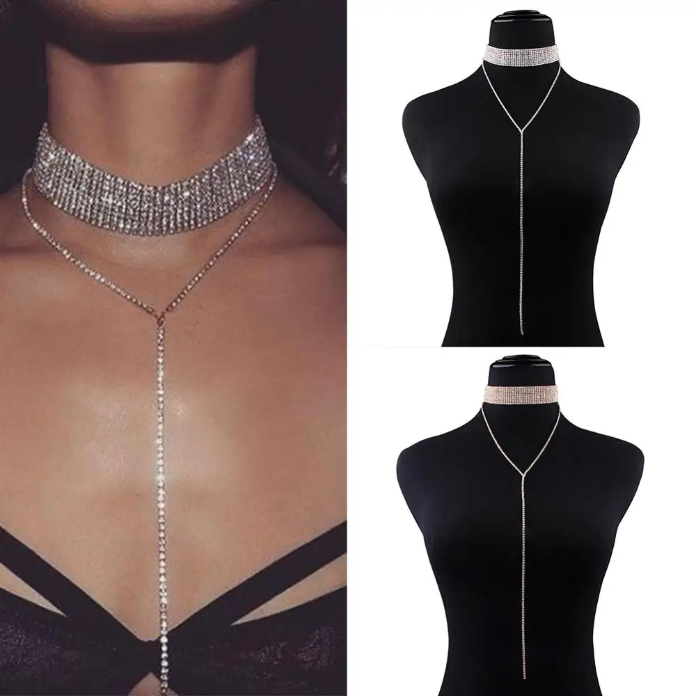 Luxury Rhinestone Gold Silver Plated Supernatural Crystal Chokers Jewelry Accessories Declaration Chocker Necklaces Collier | Украшения и
