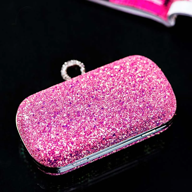 Luxy Moon Pink Sequin Clutch Bag Bottom View