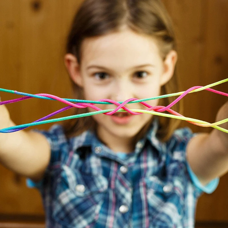 Regenboog Kleur Wieg String Vinger Games Klassiek Touwdraad Speelgoed Touwen Hand String Puzzel Spel Maken Speelgoed Benodigdheden