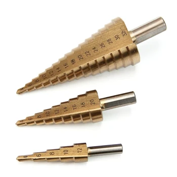 

3pcs 4-12/20/32mm HSS Step Cone Drill Bit Titanium Hole Cutter High Speed Steel