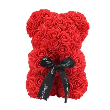 

VKTECH Valentines Day Gift 23cm Red Rose Teddy Bear Rose Flower Artificial Decoration For Christmas Valentine's Birthday Gifts