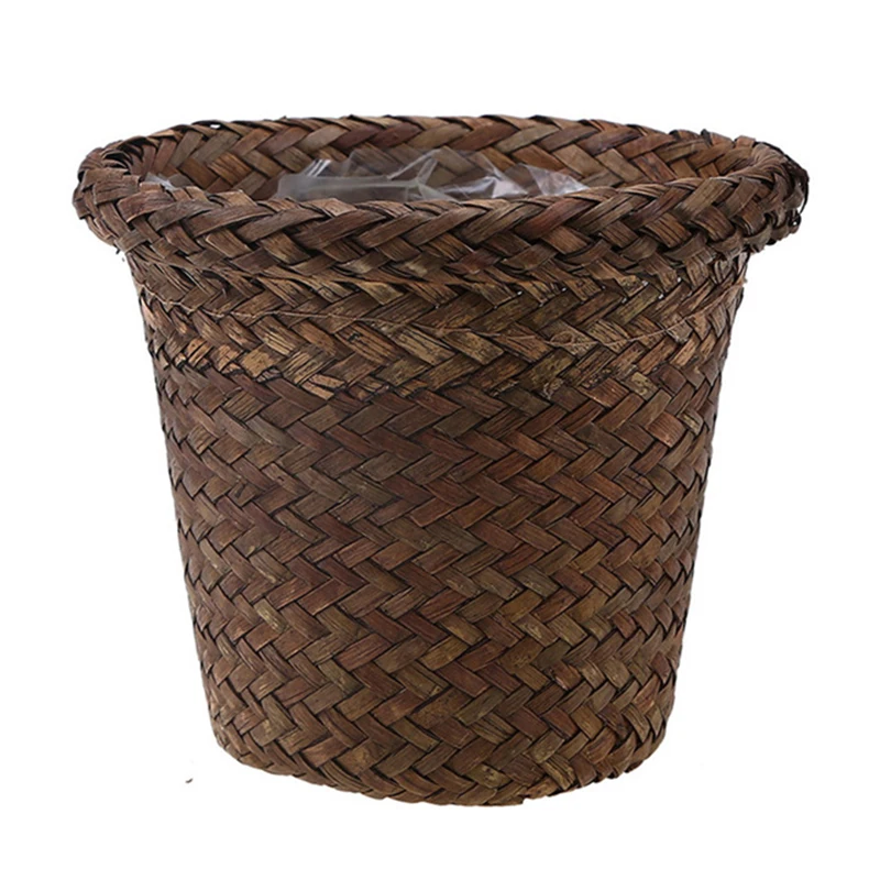 Seating grass Storage Basket Garden Flower Pot Handmade Sundries Organizer Planter Box Nursery Pots brown | Дом и сад