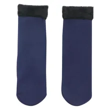 Женские носки, зимние теплые утолщенные бархатные носки, женские однотонные Повседневные носки, милые носки для девочек, темно-синие