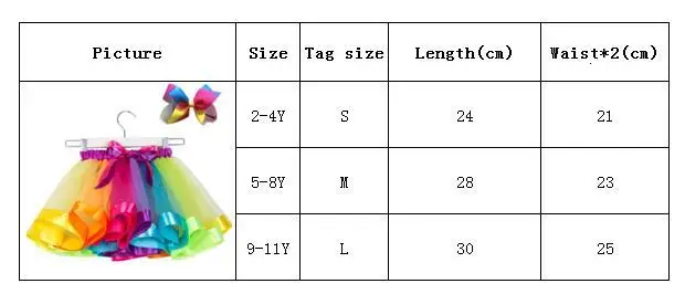 New Girls Skirt Mosquito Net Rainbow Skirt Children Skirt Princess Christmas Skirt+ Bow Headdress
