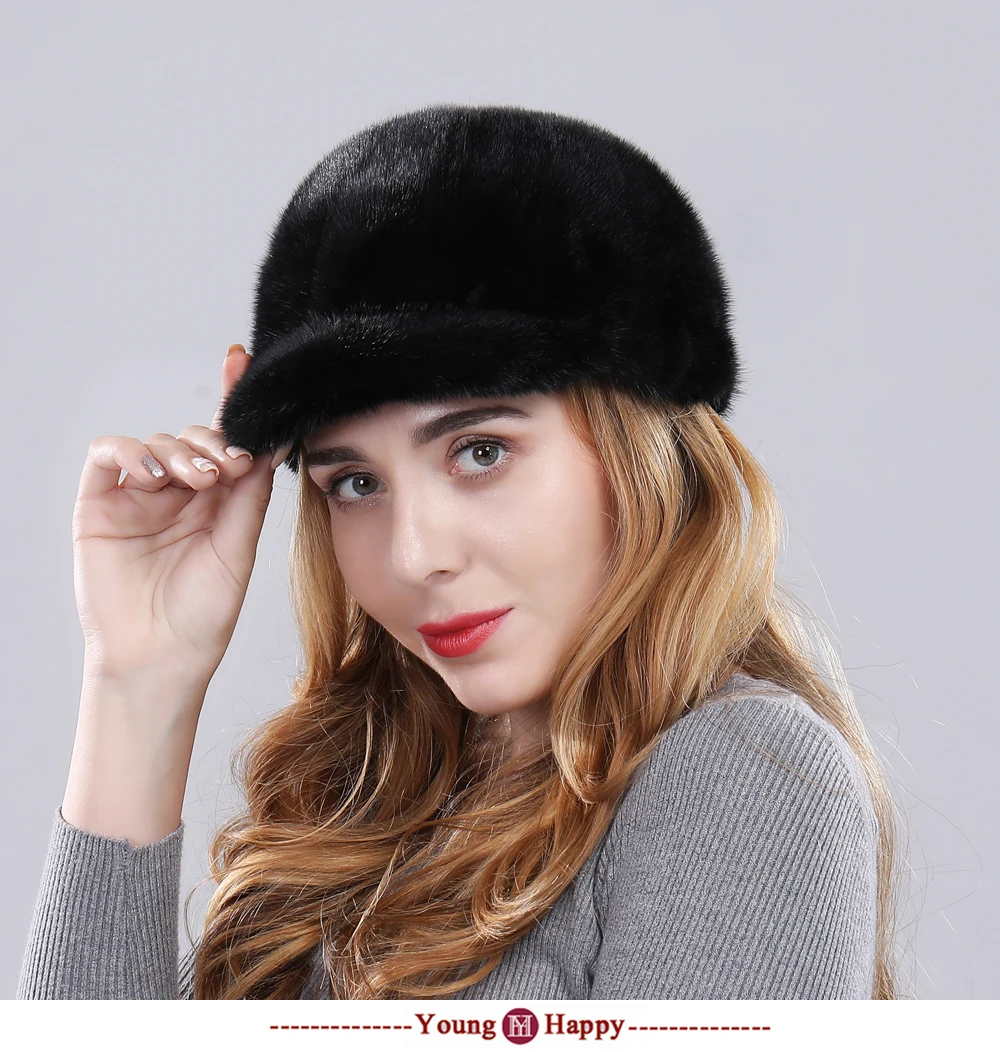 Настоящая меховая шапка зимняя теплая натуральная норковая меховая шапка женская натуральная норковая меховая шапка модная Роскошная Высококачественная шапка из натурального меха