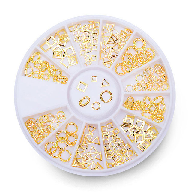 Gold Geometry Rivet Alloy Nail Studs Chameleon Stone Nail Rhinestone Small Irregular Beads 3D Nail Art Decoration In Wheel