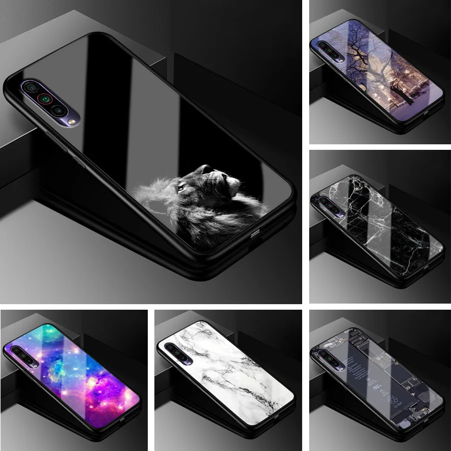 Для Meizu 16T чехол 6," PC Пластиковый стеклянный чехол для телефона черный TPU бампер чехол для Meizu16T M928Q чехол для Meizu 16 t 16T Capa