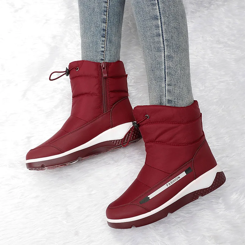 Solid Color Snow Boots Minimalist Boots Mid-calf Boot Winter Keep Warm Thick AA