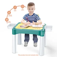 Banbao grande bloco de construção mesa compatível duploed tamanho tijolo multifuncional mesa estudo aprendizagem placa pintura crianças brinquedos