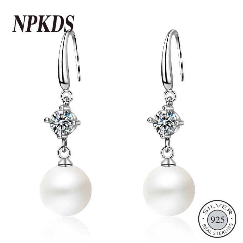 

NPKDS Female Silver 925 Jewelry Elegant Butterfly Pearl Earrings 5A Ziron Simple Korean Fashion Style Bow Weddings LCH655SR00