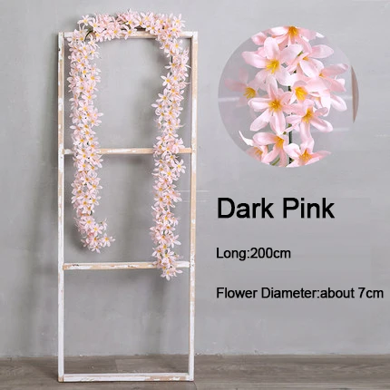 dark pink Xuanxiaotong 200 см Искусственный цветок глицинии лоза шелковая Гортензия ротанга Свадьба День Рождения Вечеринка украшения стены фон цветы - Цвет: dark pink