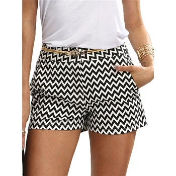 

GAOKE New Fashion Plaid Shorts Woman Shorts Summer Black and White Mid Waist Casual Pocket Straight Shorts Hot Sale