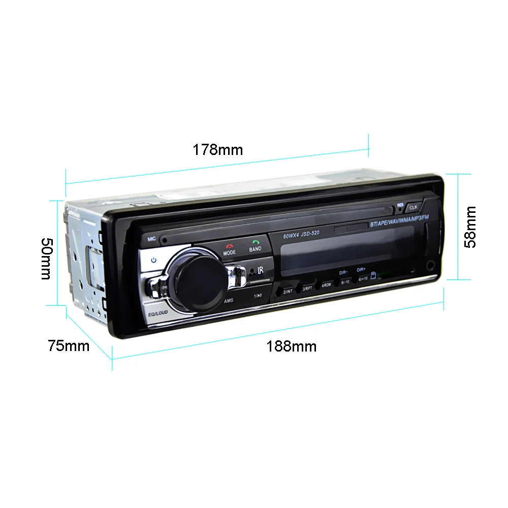 Cameho Car Radio 12V JSD520 Bluetooth 1 Din Car Stereo Player MP3 Music Stereo Radio FM Aux Input Receiver For ISO/12pin