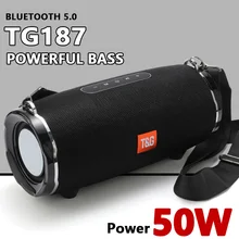 TG187 50W High Power Bluetooth Speaker Waterproof Portable Column For PC Computer Speakers Subwoofer Boom Box Music Center Radio