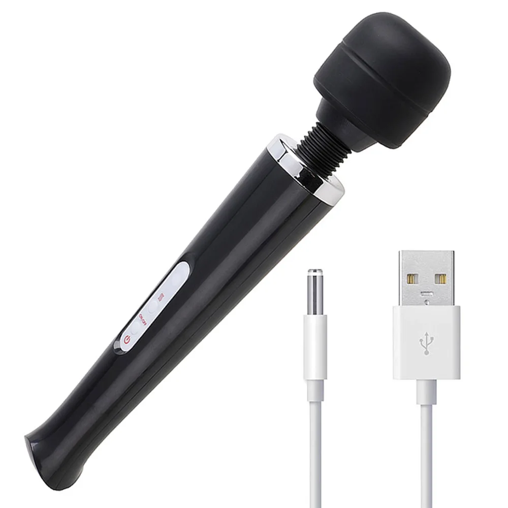 Вибратор для мастурбации 10 скоростей USB палочка для нанесения Массажер AV Женская забавная стимуляция забавная игрушка - Цвет: Черный