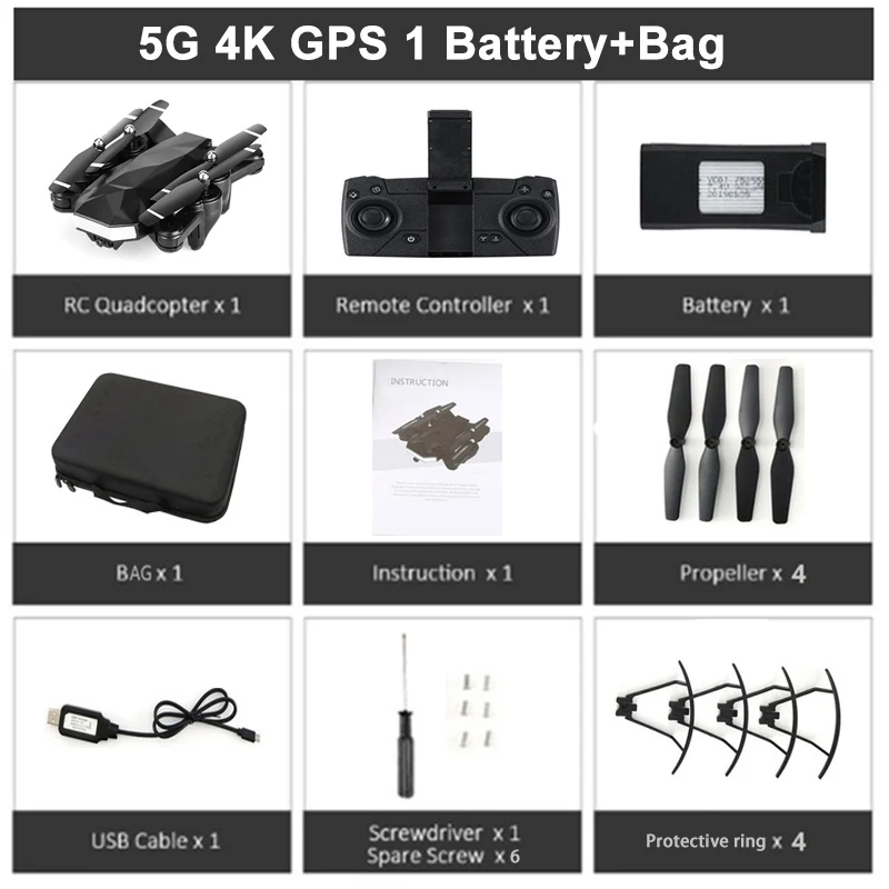 5G 4K GPS 1B Bag C53 gps Дрон 5G Wi-Fi 400 м передача изображения FPV 4K камера Дрон Профессиональный gps позиционирование без потери Квадрокоптер складной Дрон - Цвет: 5G 4K GPS 1B Bag