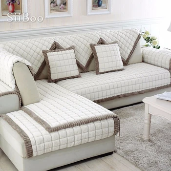 

White grey plaid plush long fur sofa cover slipcovers fundas de sofa sectional couch covers fundas de sofa SP3923 FREE SHIPPING