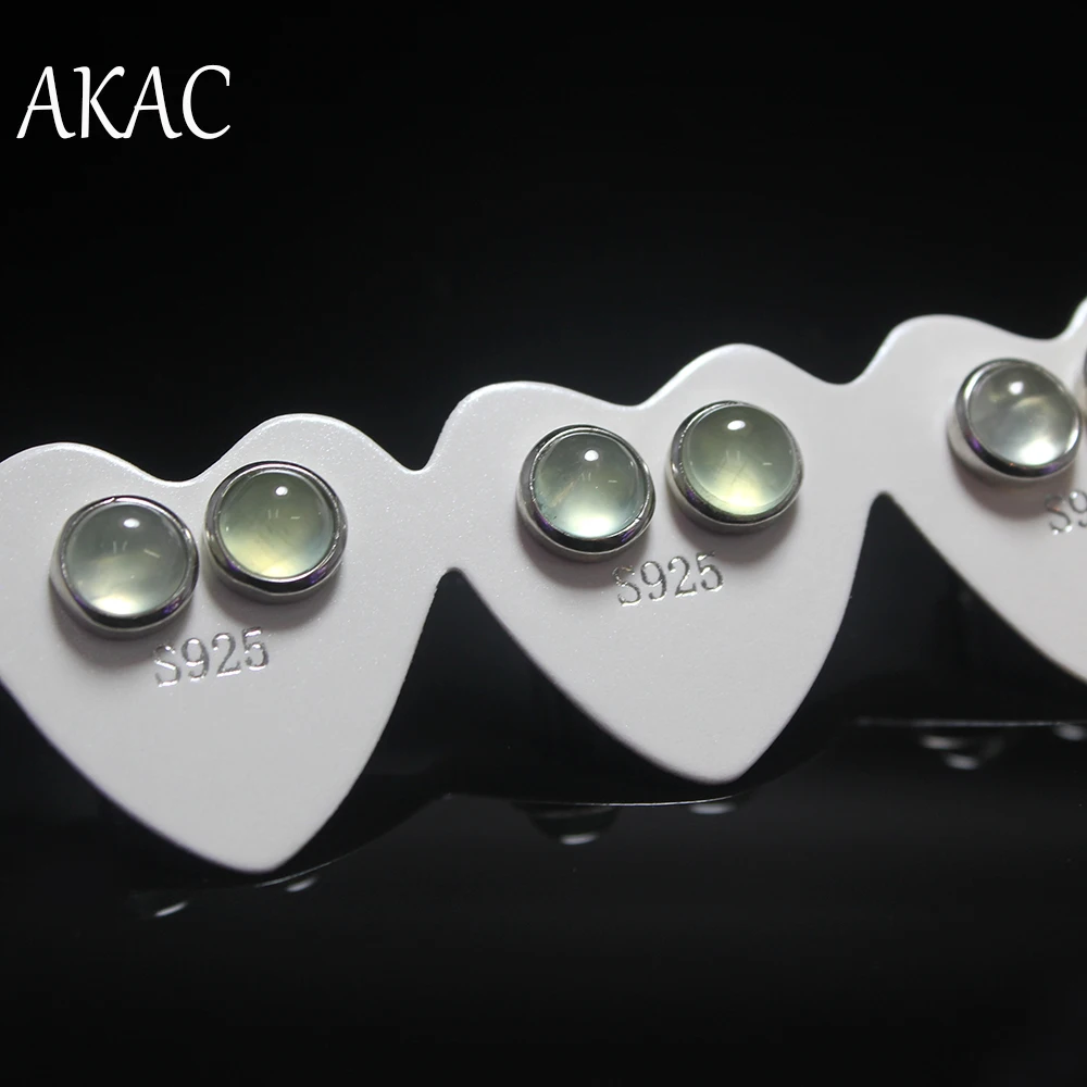 2paris AKAC beads size approx5mm natural green prehnite stud earrings for women | Украшения и аксессуары