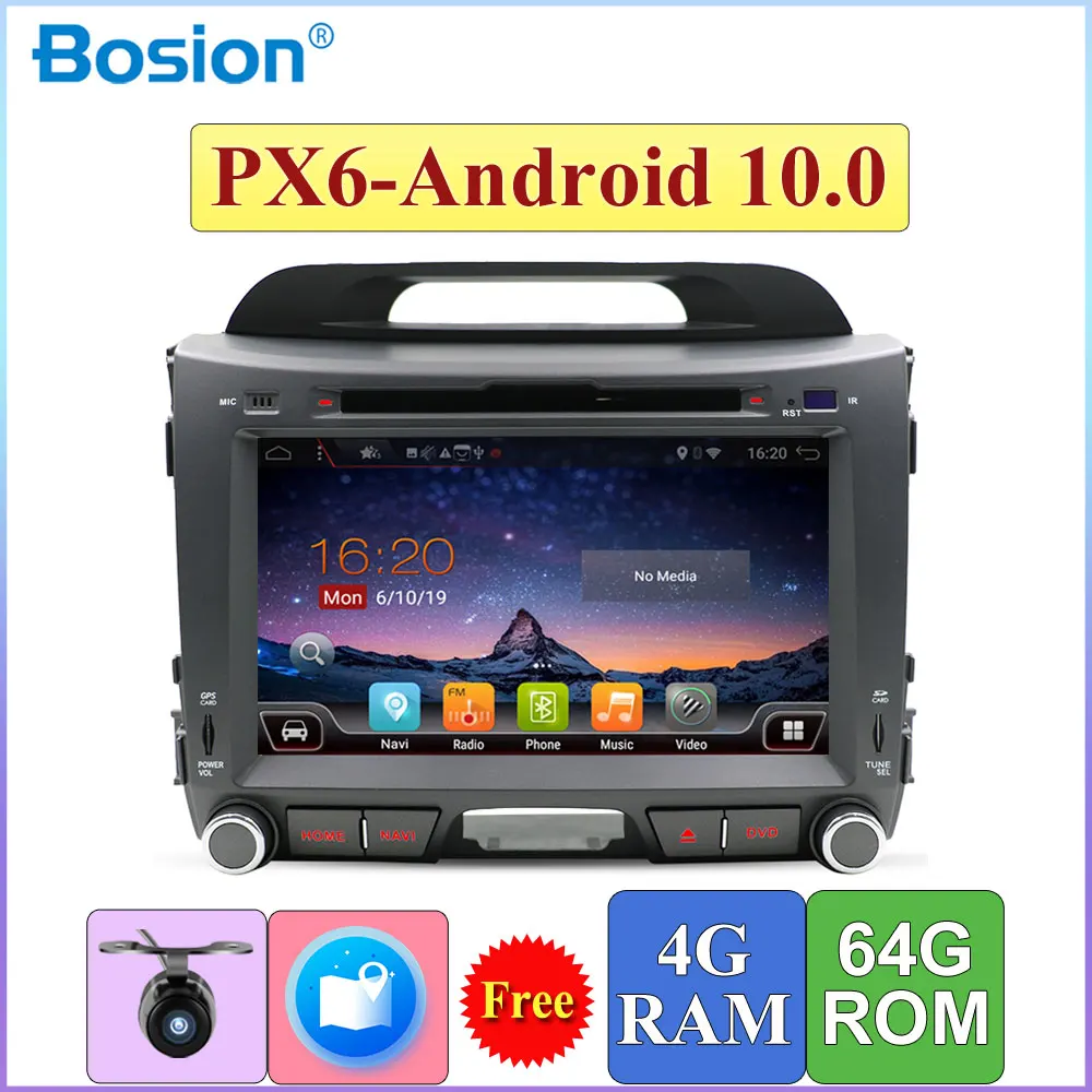 Автомобильный DVD плеер PX6 2 Din с DSP Android 10 0 для Kia Sportage R 2010 2015 RDS HDMI SWC DAB OBD 4G камера ОЗУ +