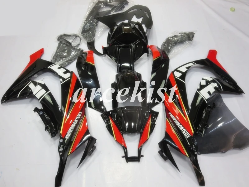 black red gloss ABS полный обтекатель комплект подходит для kawasaki Ninja ZX-10R ZX10R 2011 2012 2013 Кузов Набор 11 12 13 14 15 красный черный - Цвет: black red gloss