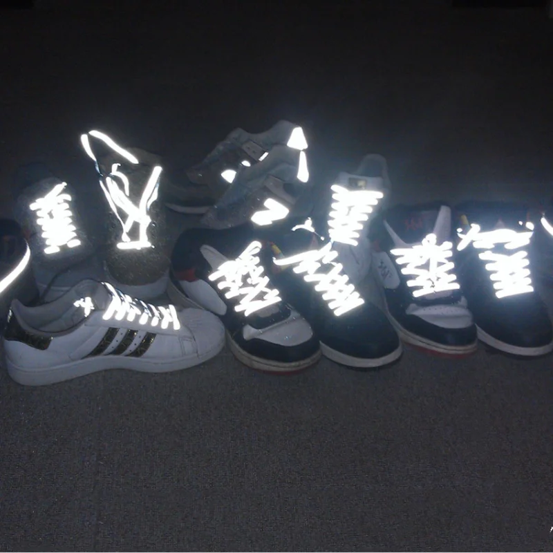 1 par 120cm reflectante zapatilla para corredor cordones de seguridad luminoso brillante cordones de zapatillas Unisex para el deporte de baloncesto zapatos de lona