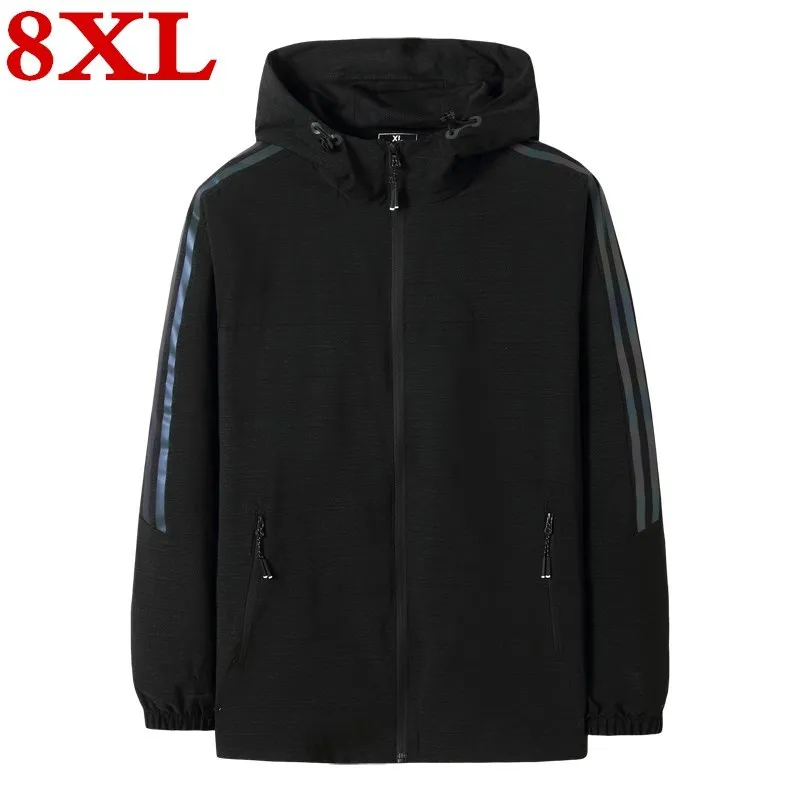 Мужская ветровка большого размера плюс 8XL 7XL повседневная демисезонная легкая