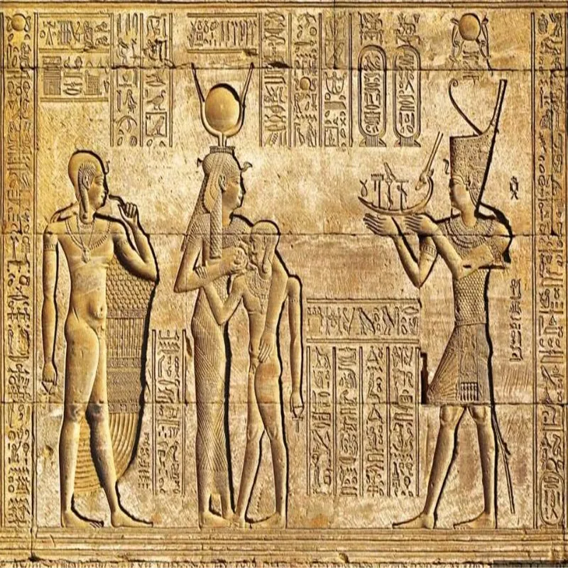Customized HD Egyptian relief mural mythical character living room bedroom background wallpaper mural