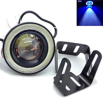 

30W Daytime Running Lamp Fog Light Projector Car Motocycle COB Lens Headlight Led Angel eyes with white light band and circle