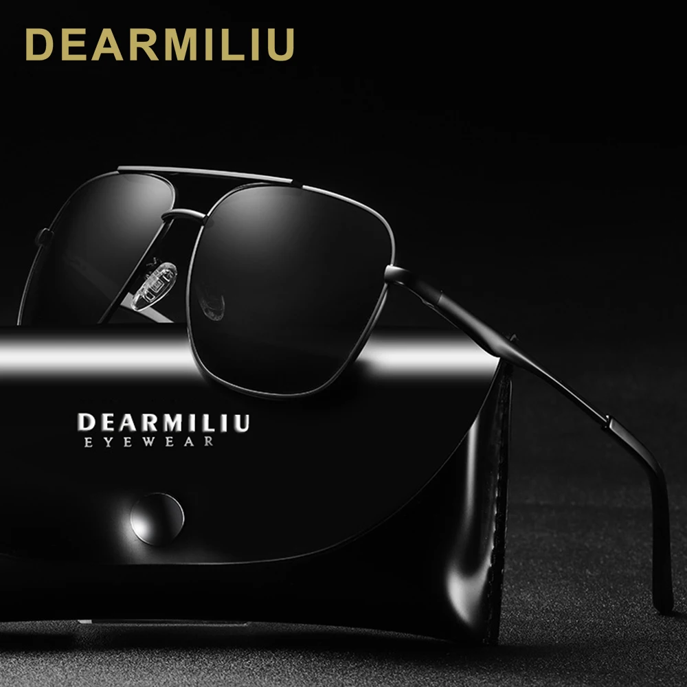 Мужские поляризационные солнцезащитные очки DEARMILIU синие зеркальные для вождения