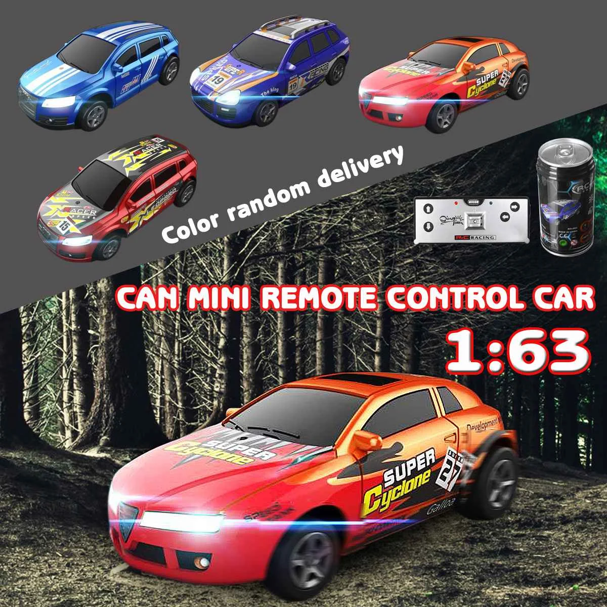 

LBLA 4 Styles Coke Can 1:63 Mini RC Car with Car Light Vehicle Radio Remote Control Racing Off Road Action Styles For Kids Toys