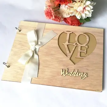

Liviorap Rustic Wooden Wedding Guest Book Alternative personalized Tree Customized Sign Book with Couple's Photo Slot