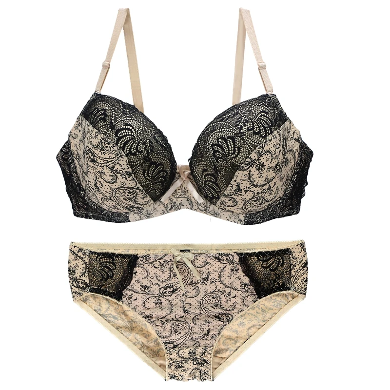 cheap bra and panty sets Nouvelle Seamless famous brand sexy high-quality female print bra set, lace flower push-up bra underwear set. Large size underwe calvin klein underwear set