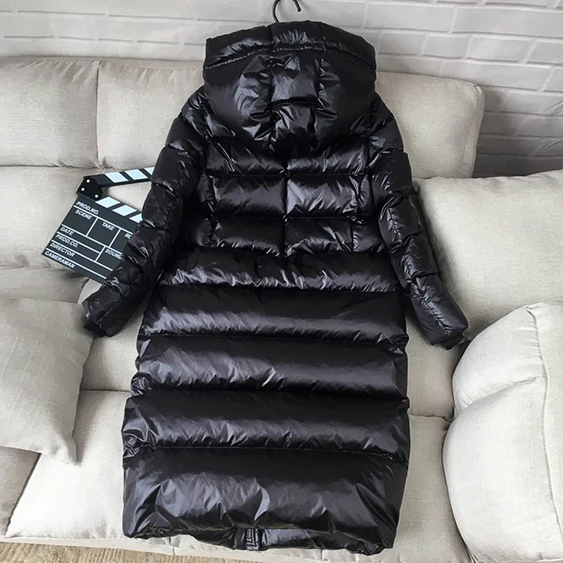 Куртка пуховик на 90% белом утином пуху женское плотное теплое длинное зимнее