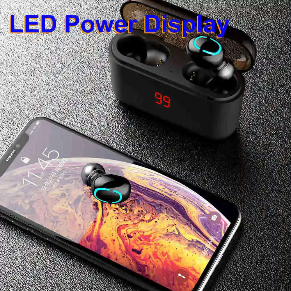 wireless earphones led power display 01