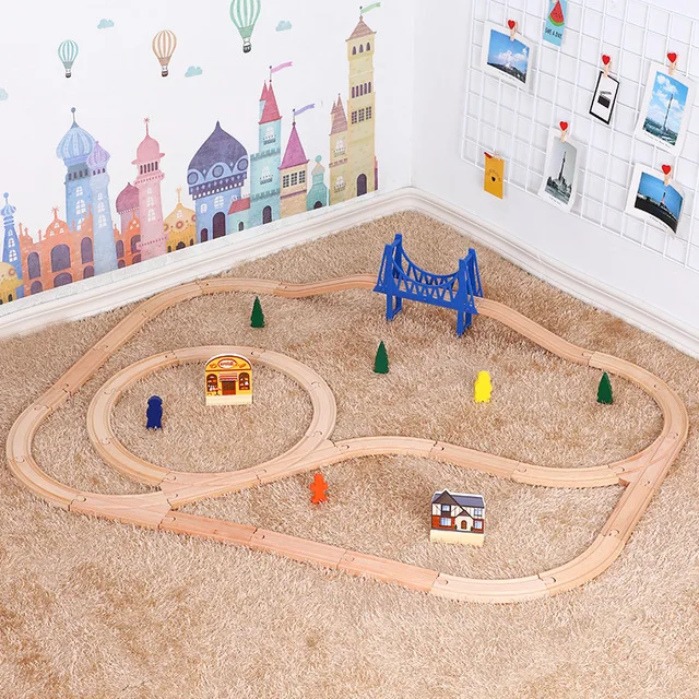 

Wooden Railway Toy Simple Set Children's Toys Compatible with Major Brand Track Blocks Puzzles Educational Toys For Children's