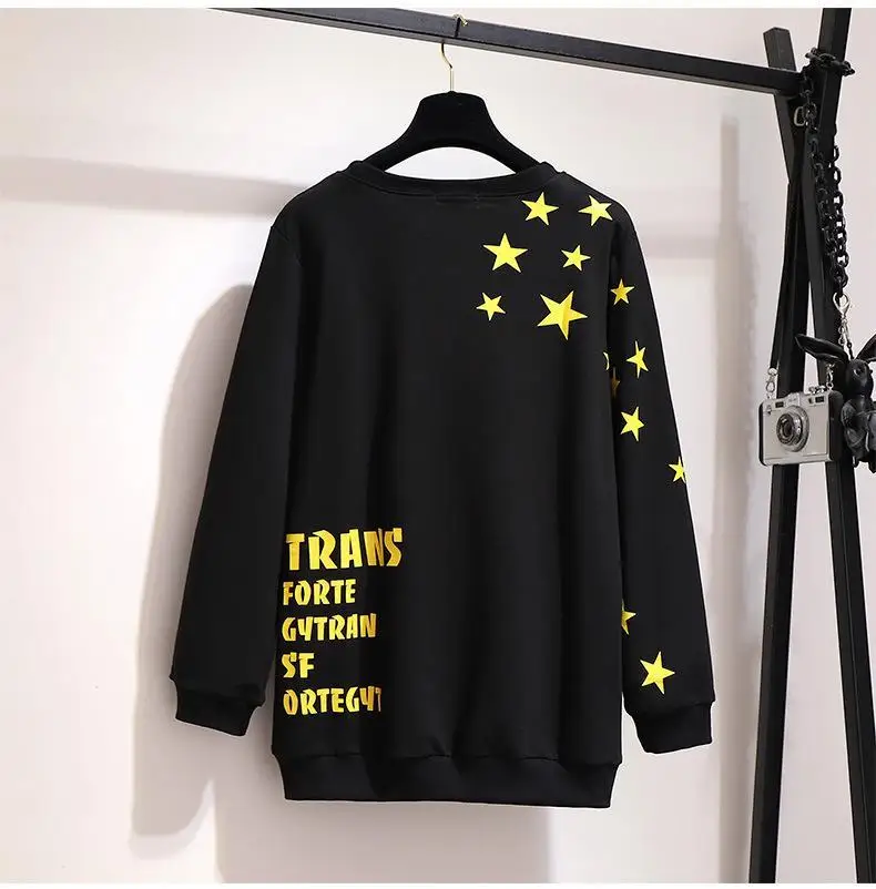 2XL-6XL Plus Size Autumn Hoodies Sweatshirt Winter Cotton Women Casual Tops Long Sleeve Print Pullover 5XL Large Sweatshirt Tops
