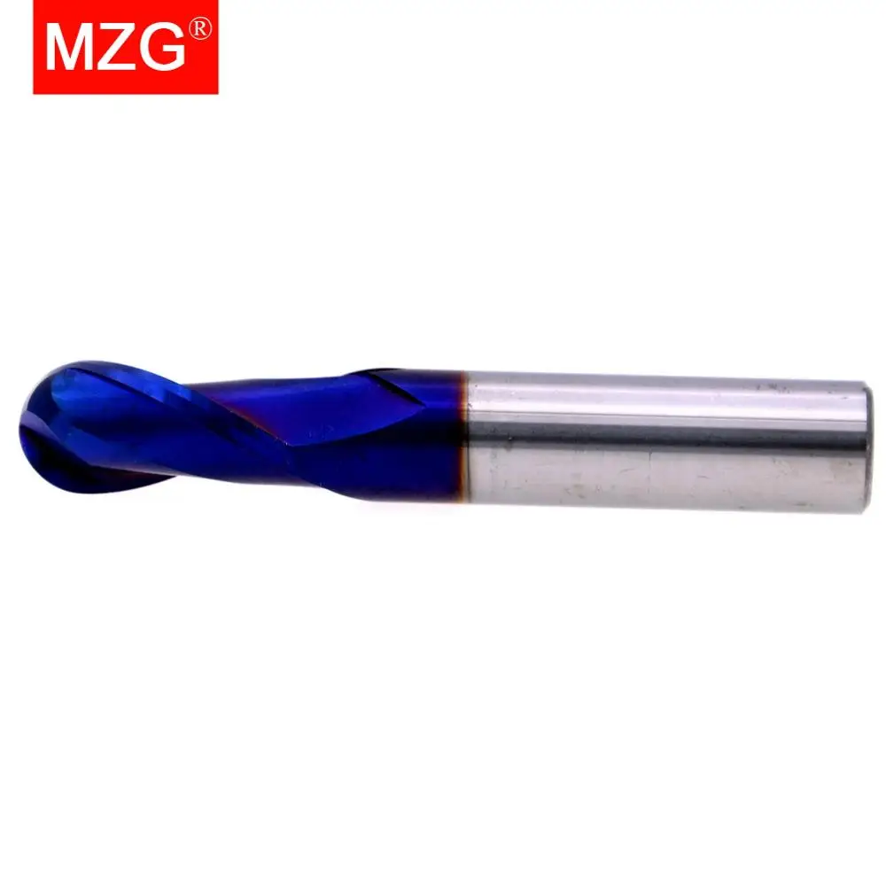 Сферическая спиральная Концевая фреза MZG из вольфрамовой стали 2 канавки HRC65 1 мм 3