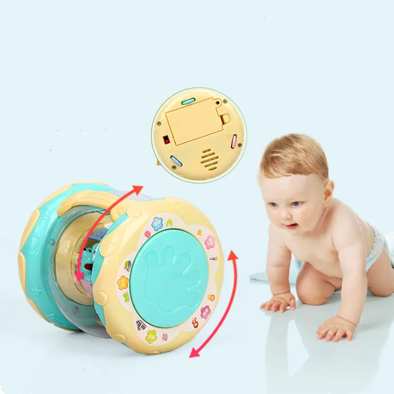 LED Music Early Educational toys Learning Developmental Baby Rattles Funny Children Infant Toys Carousel Musical Hand Drum Beat