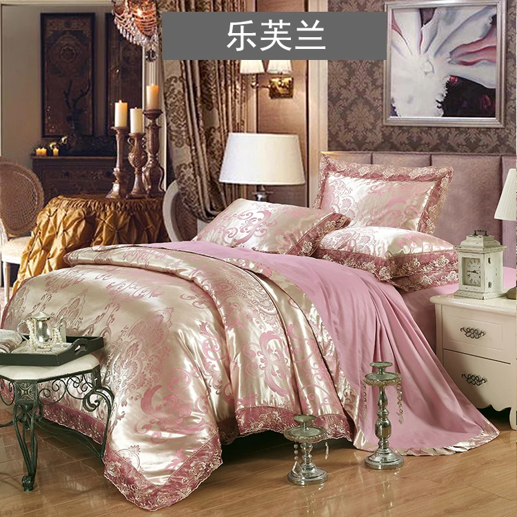 Oshines Luxury Jacquard Decoration Europe Style Set Of Bed Linens Double Bed Cover 220/240 cmElastic Sheet King And Queen Size L