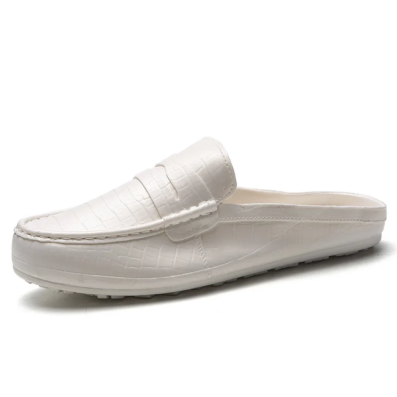 

2019 Summer New Style Moccosins Men's Half Korean-style Trend Lazy Foot Covering Casual Shoes Students Slipper White Shoes