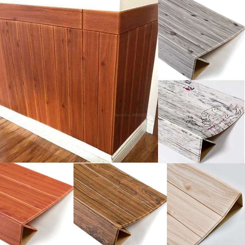 3D Wooden Wall Sticker Home Decor Foam Waterproof Wall Covering Self