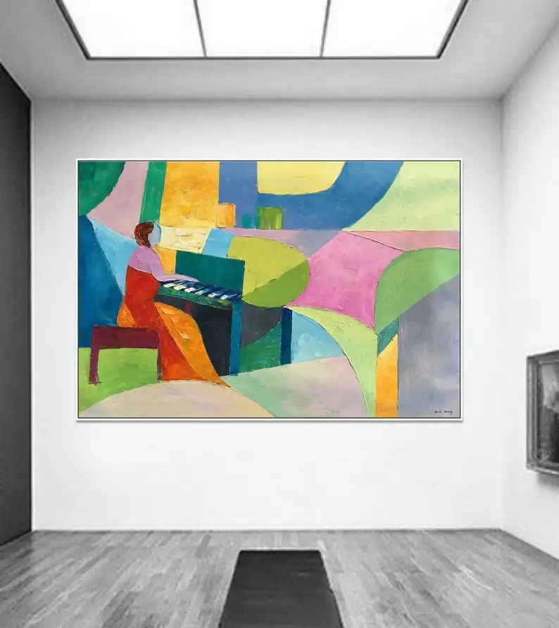 

Handmade Abstract Art Piano Player Abstract Painting Contemporary Art Abstract Canvas Painting Large Abstract Painting Wall Art