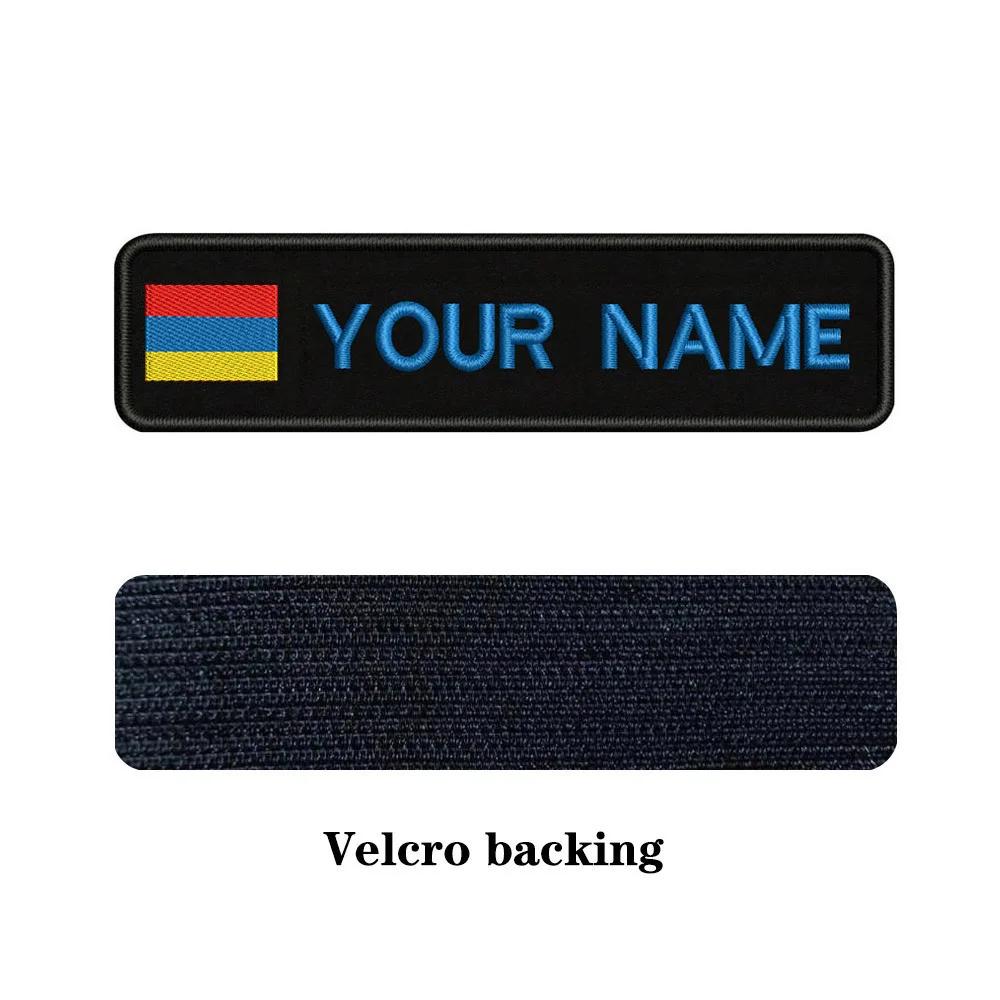 blue-Velcro Вышивка На Заказ Флаг РА имя или заплатка с текстом 10 см* 2,5 см значок Утюг на или липучке Подложка для одежды брюки рюкзак шляпа - Цвет: blue-Velcro