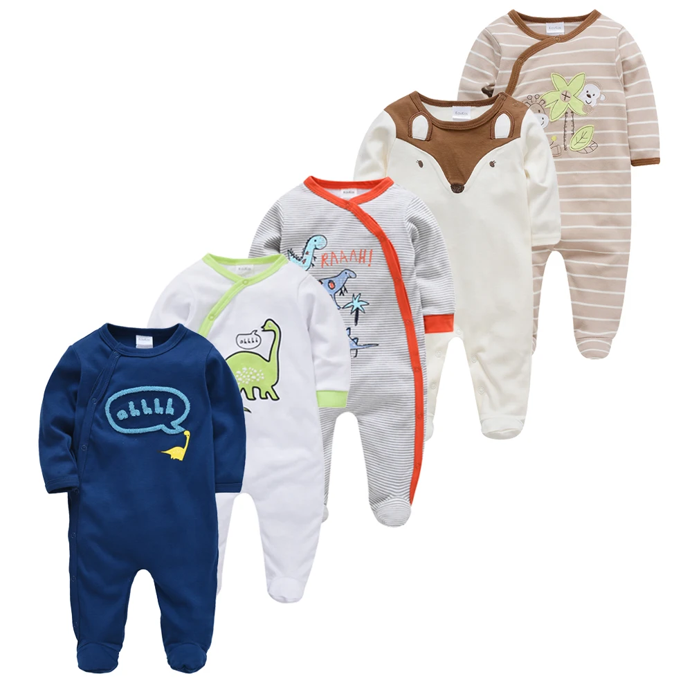 5 шт. пижамы для новорожденных девочек Пижама мальчика bebe fille хлопковые дышащие