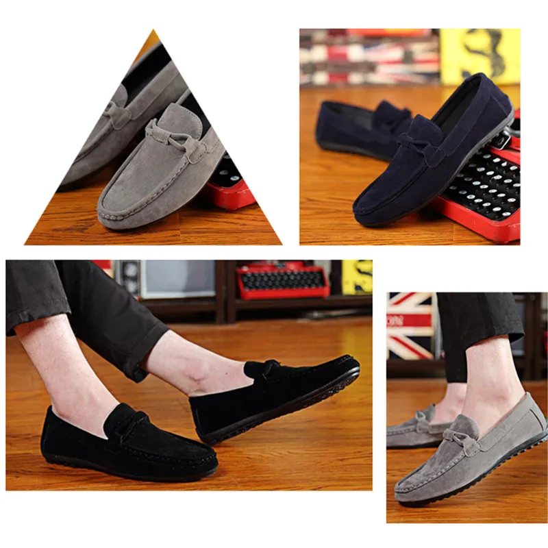 

Korean Men's Slip-on Shoes, High-quality Suede Leather Loafers, Simple Casual Young Men's Flat Shoes,Soft Non-slip Low Band Shoe