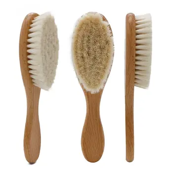

Goat Bristle Brush Soft Clippings Sweeping Wood Handle Hair Facial Grooming Tool